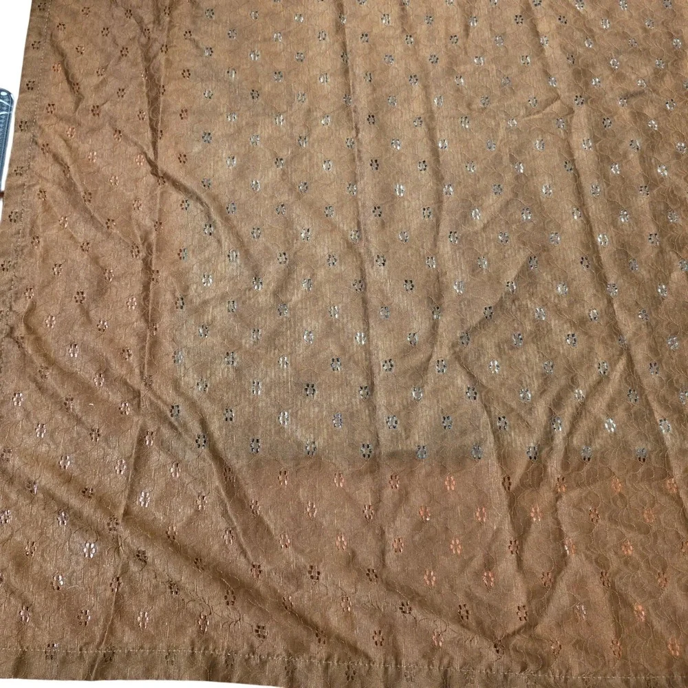 Vintage Brown Eyelet Ruffle Shower Curtain Valance Top Cottagecore 61x70